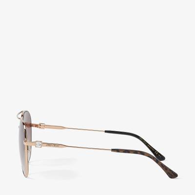 JIMMY CHOO Olly
Copper Gold Aviator Sunglasses with Brown Shaded Lenses and Crystal Embellishment outlook