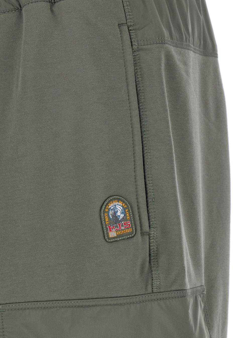Parajumpers Men 'Kennet' Green Pants With Logo Patch On The Side And Elastic Drawstring Waist In Cot - 3