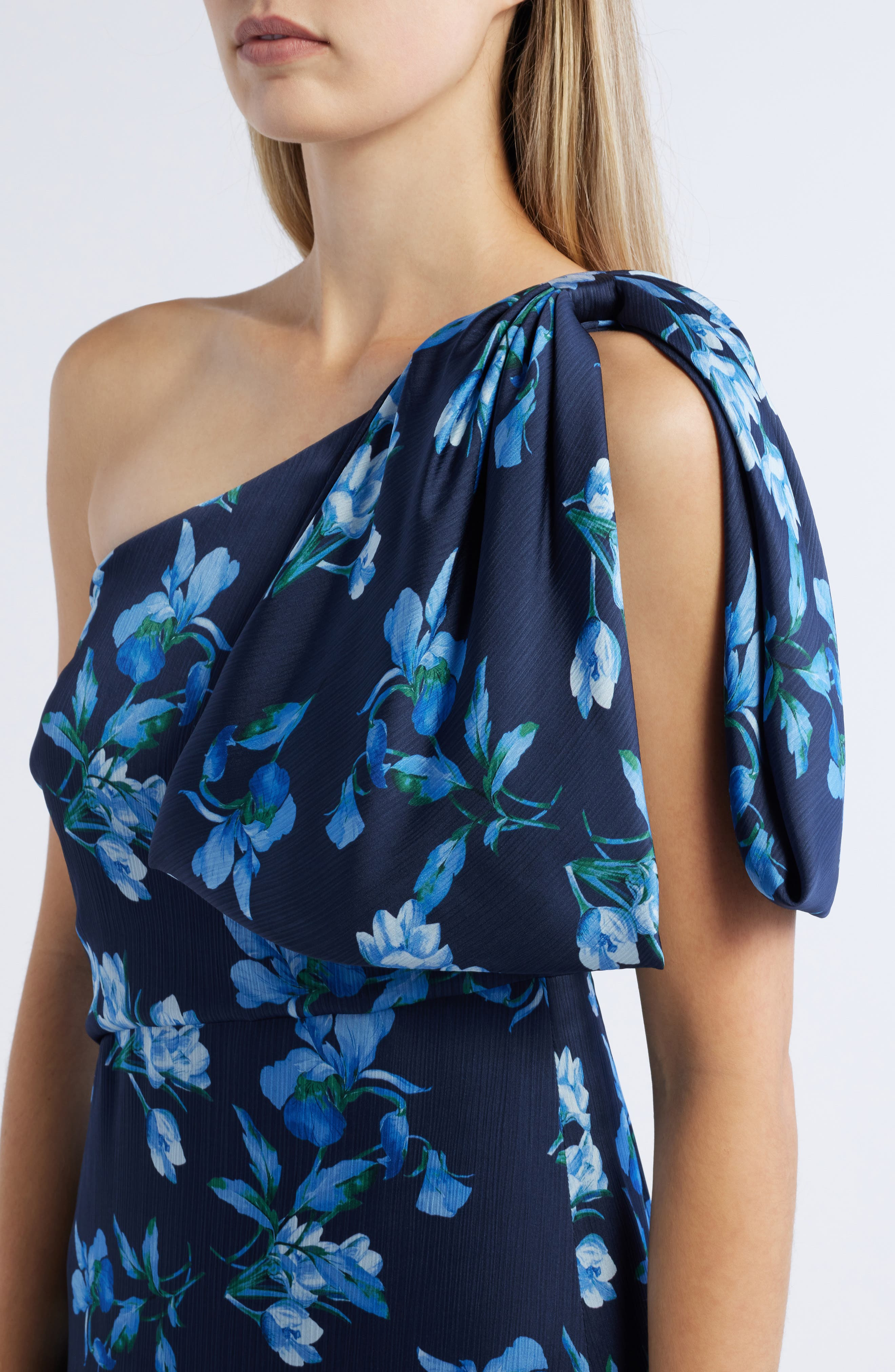 Sachin & Babi Chelsea Floral Print One-Shoulder Georgette Gown in Night Sky Venetian Petal at Nordst - 4