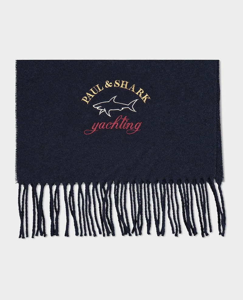 Wool scarf with embroidered Logo 4