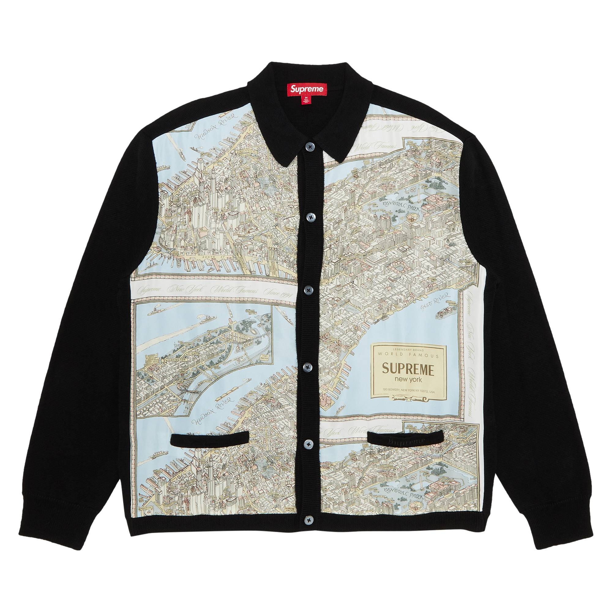 Supreme Silk Map Cardigan 'Black' - 1