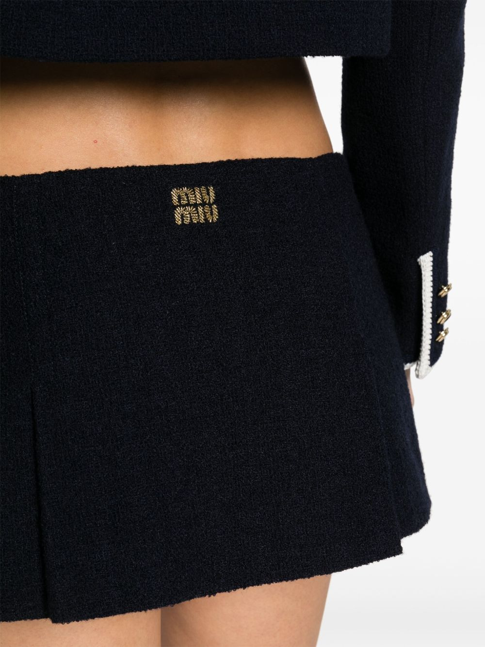 pleat-detail tweed skirt - 5