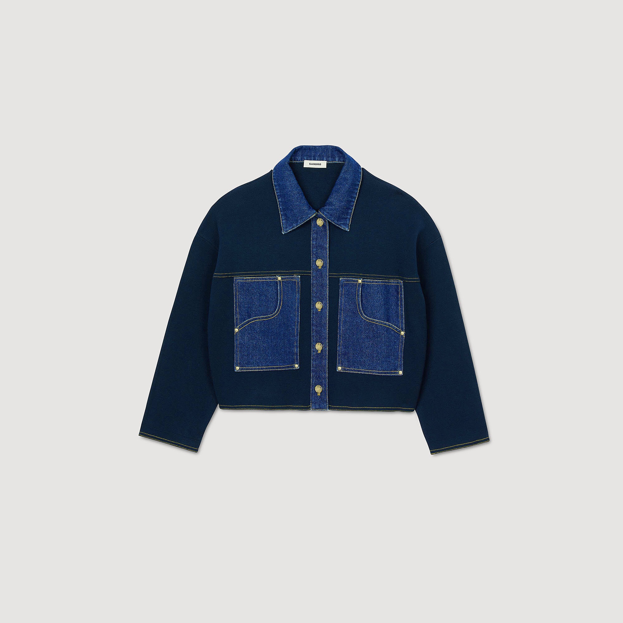 DENIM DETAIL CARDIGAN - 6