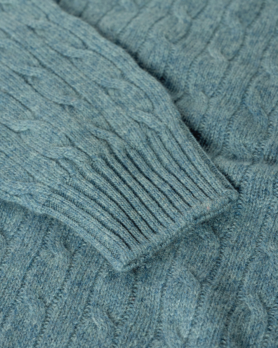 Cable Knit Green Cashmere Jumper - 6