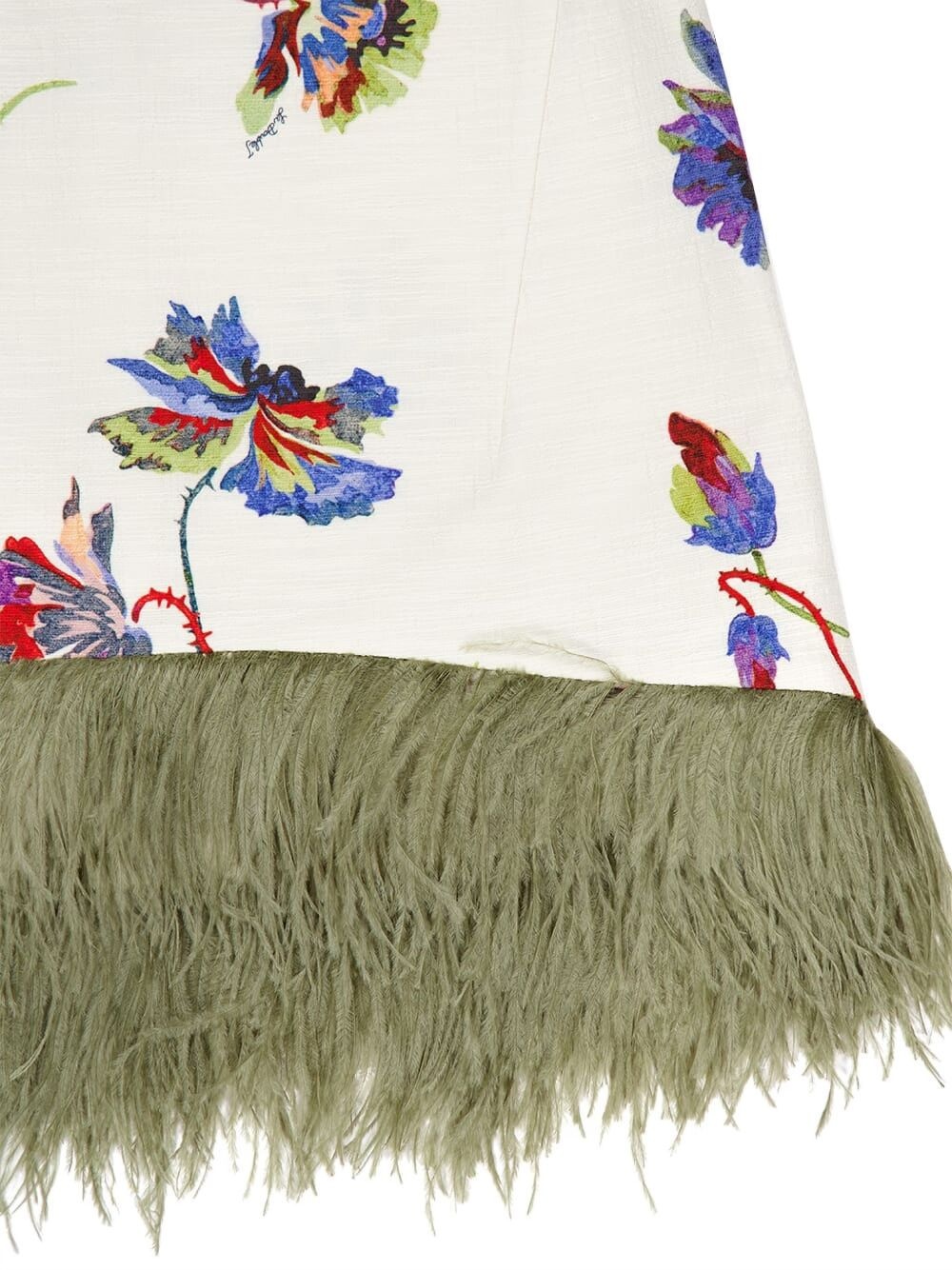 feather-trim floral-print top - 4