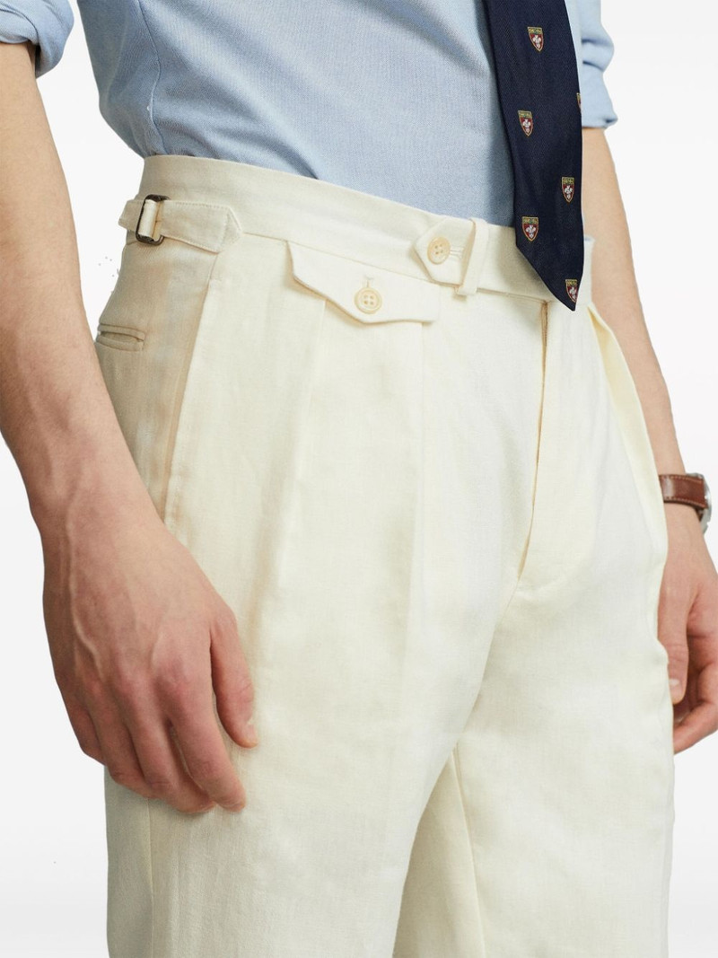 pleat-detail linen trousers 5