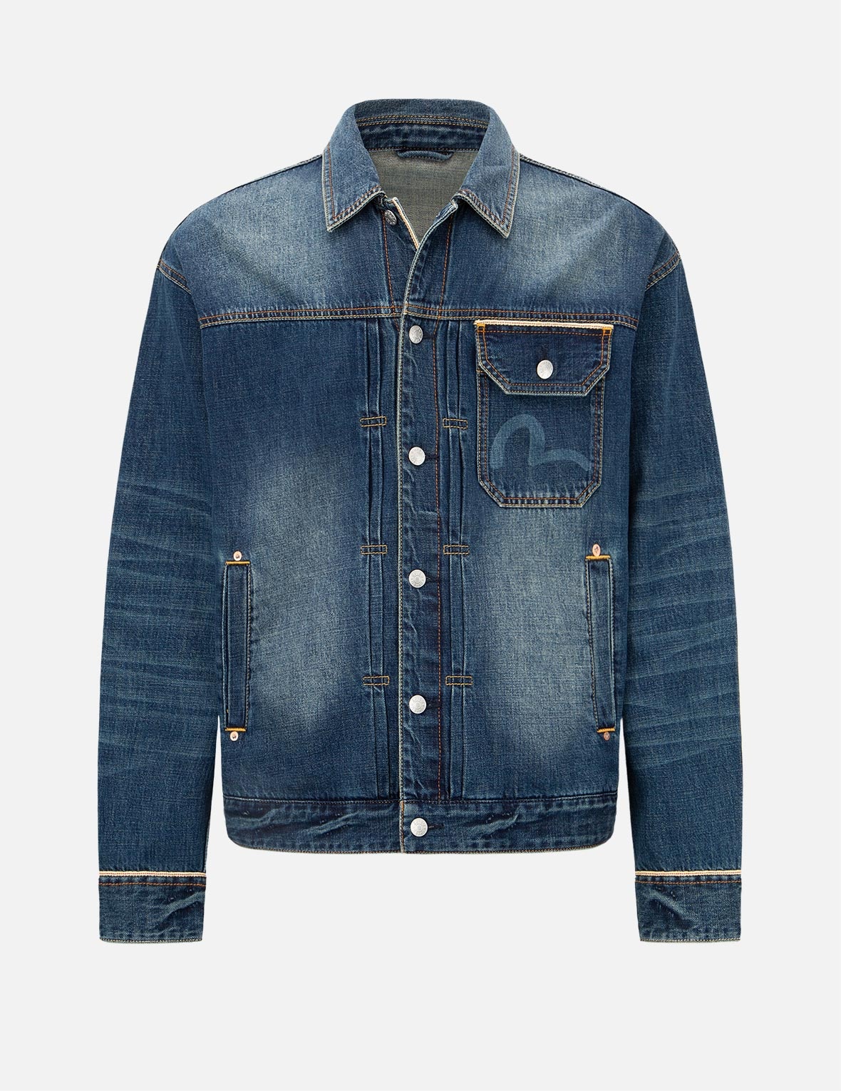 DAICOCK DISCHARGED PRINT AND STITCHING DENIM JACKET - 1