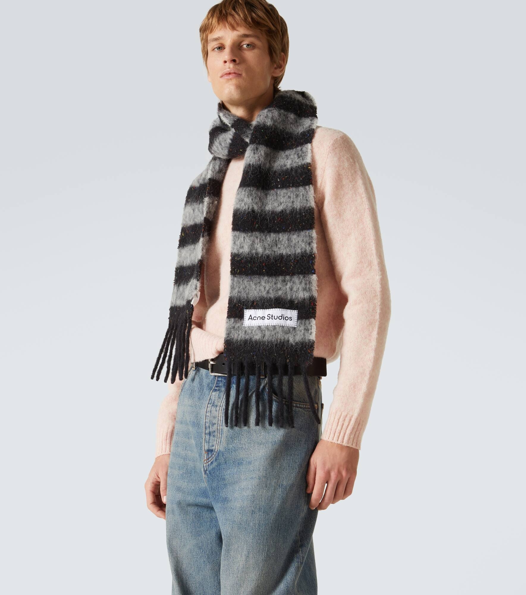 Striped alpaca-blend scarf - 3