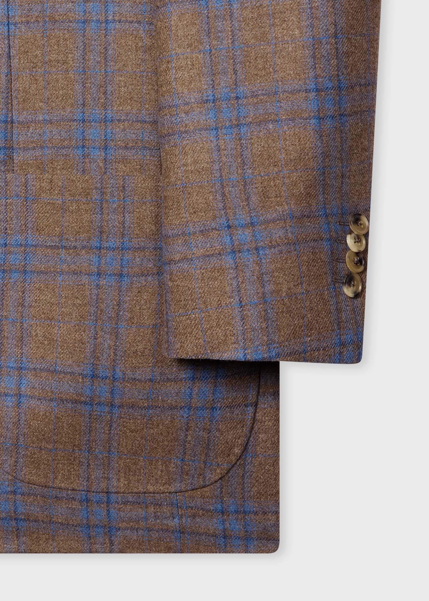 Brown Check Wool-Cashmere Buggy-Lined Blazer - 3