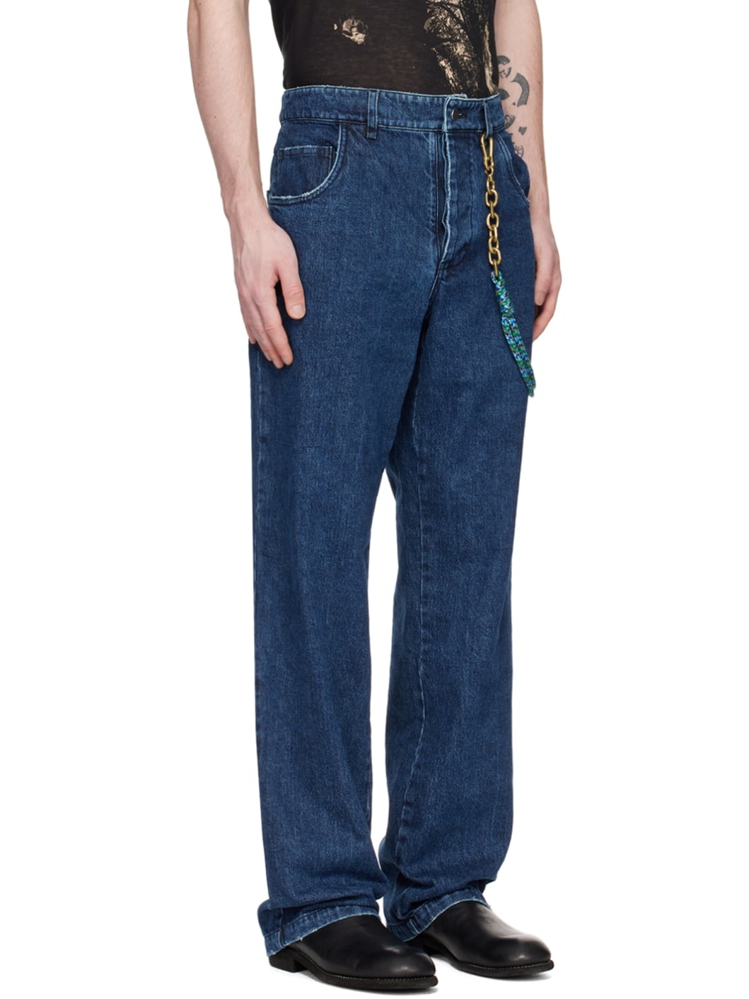 Navy Long Work Jeans - 2