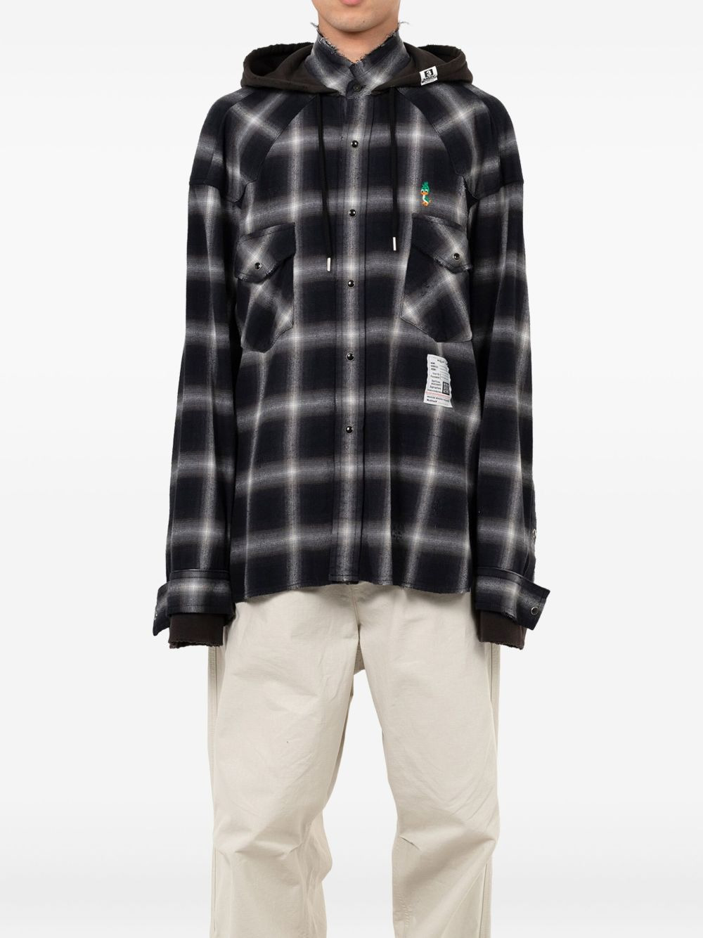hooded plaid shirt - 2