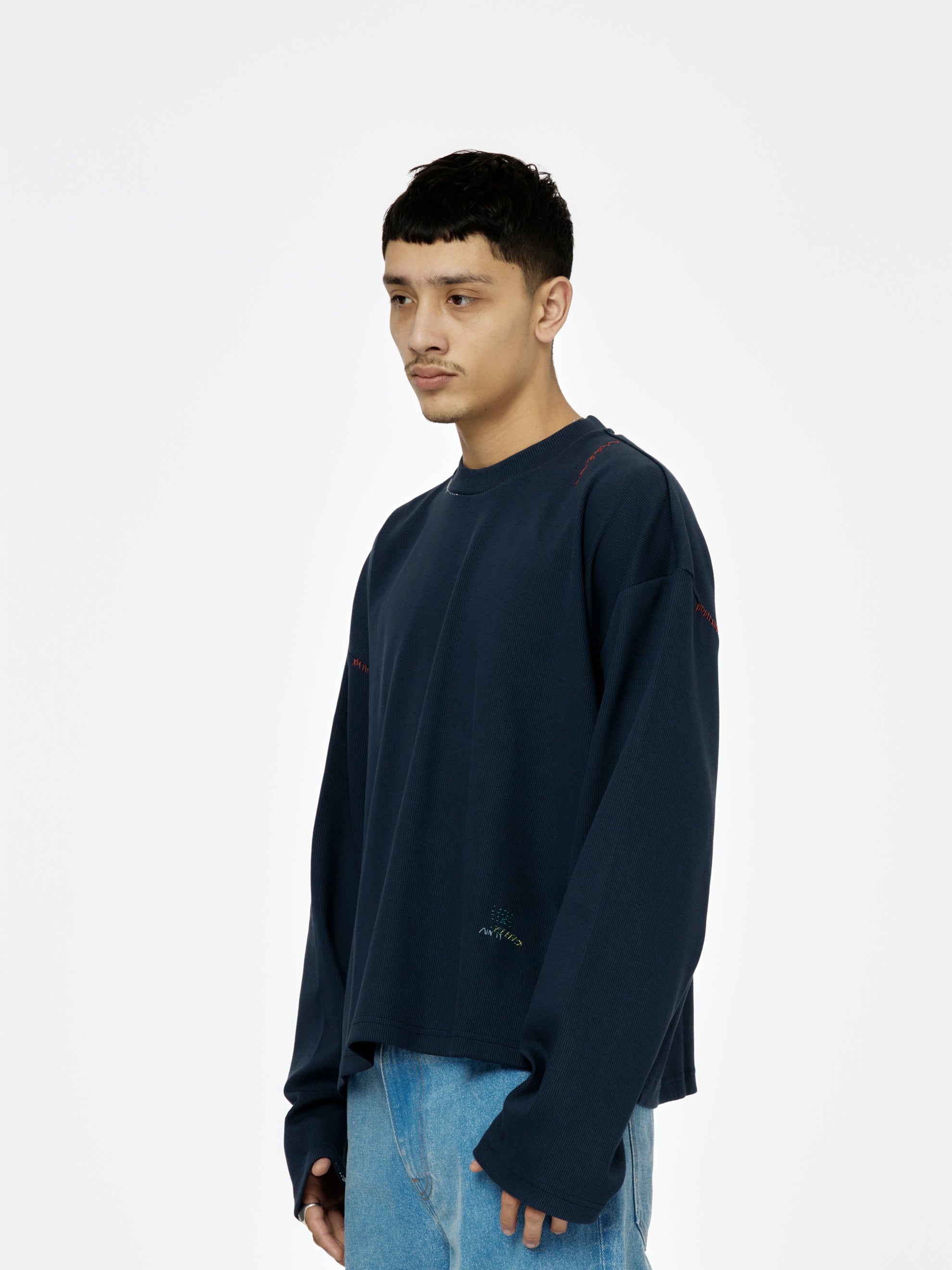OVERSIZED LONG-SLEEVED T-SHIRT (BLUE CHINA) - 2