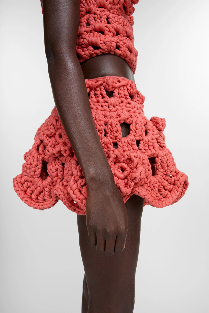 Crochet skirt - Coral red 5