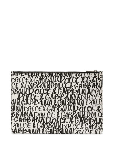 Dolce & Gabbana graffiti print zipped clutch outlook