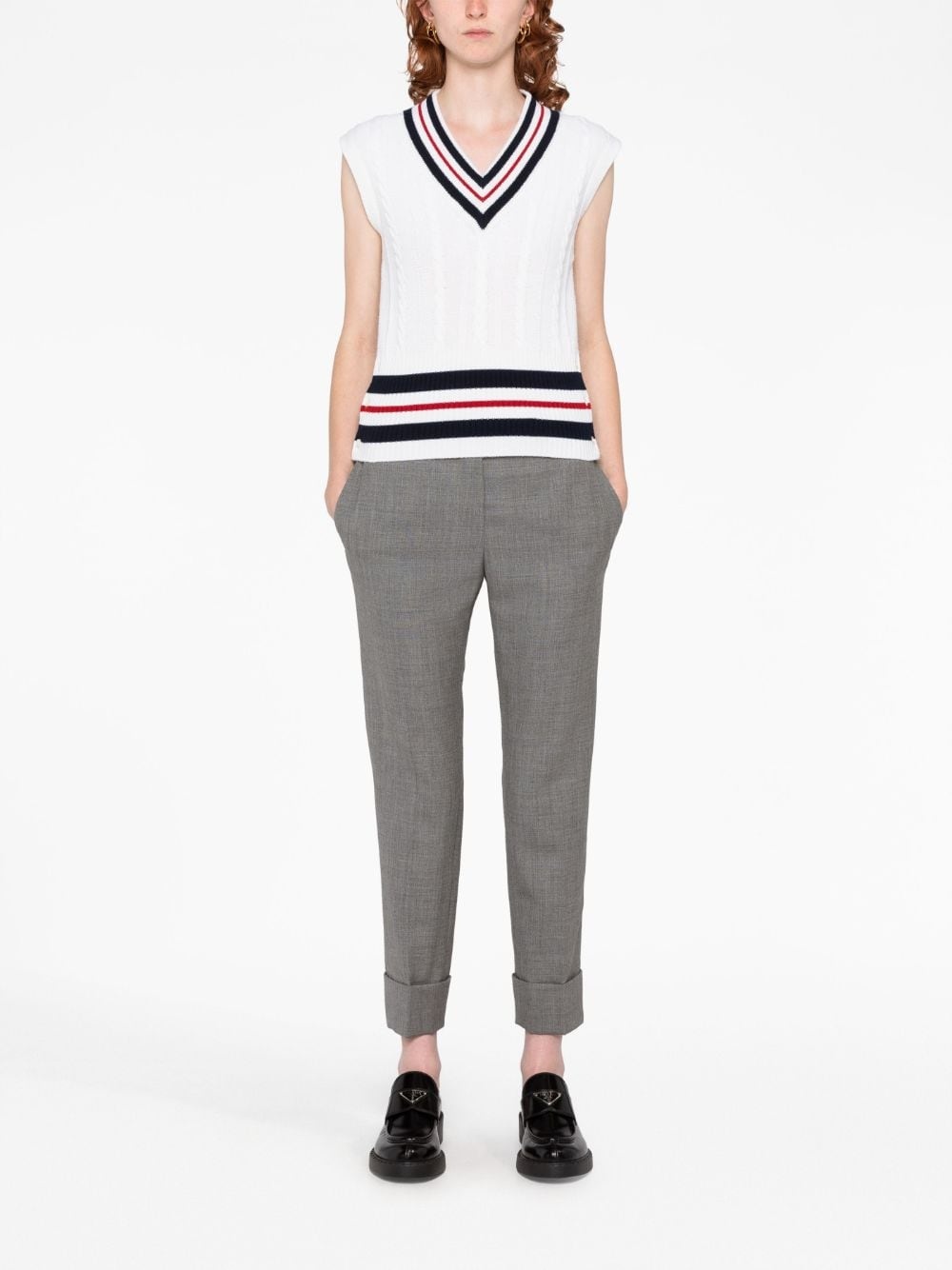 RWB-stripe cashmere top - 2