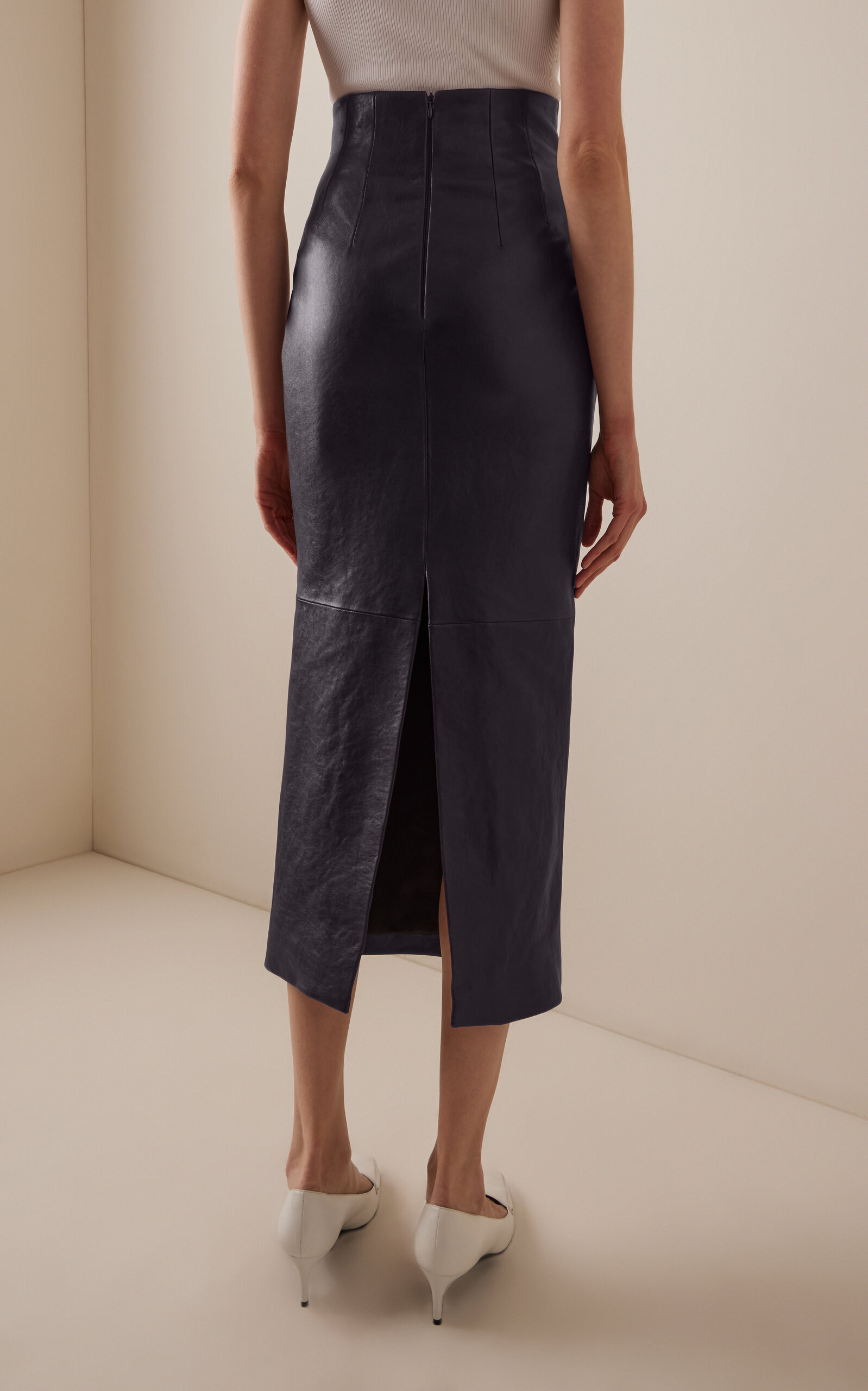 Loxley Leather Maxi Skirt navy - 4