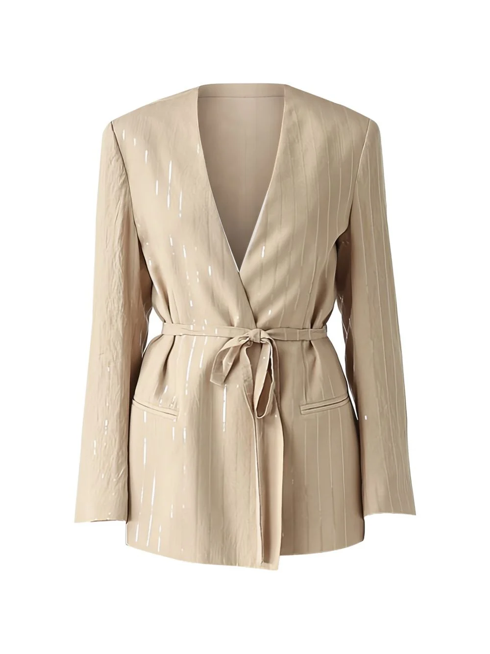 belted V-neck jacket - 1
