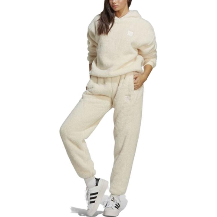 (WMNS) adidas Essentials+ Fluffy Teddy Pants 'Beige' IC2256 - 2