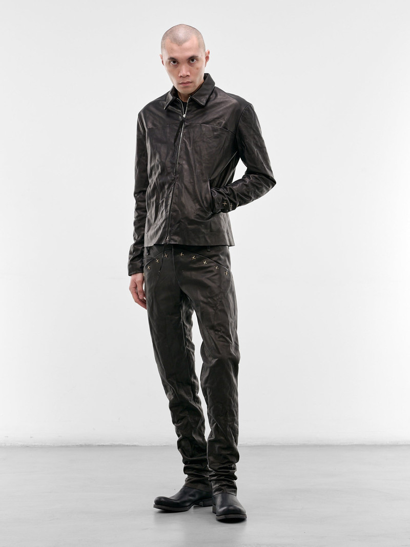M.A+ Black Leather Slim Trousers outlook