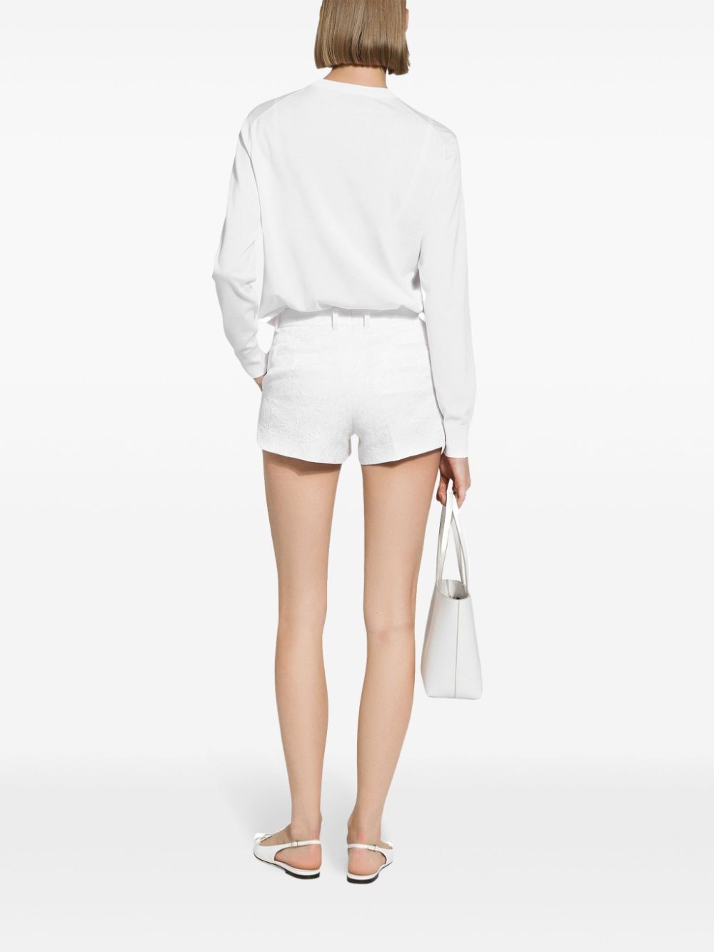 Brocade above-knee shorts - 4