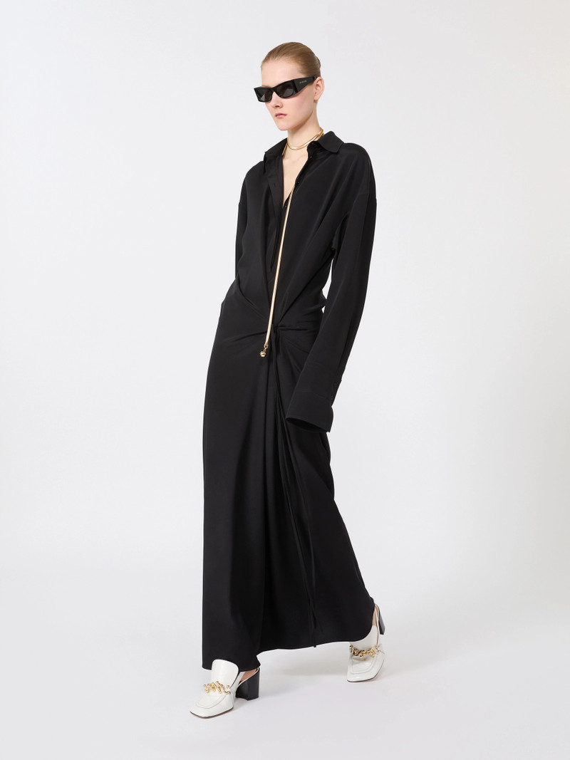 Sportmax Stretch silk shirt dress - BLACK outlook