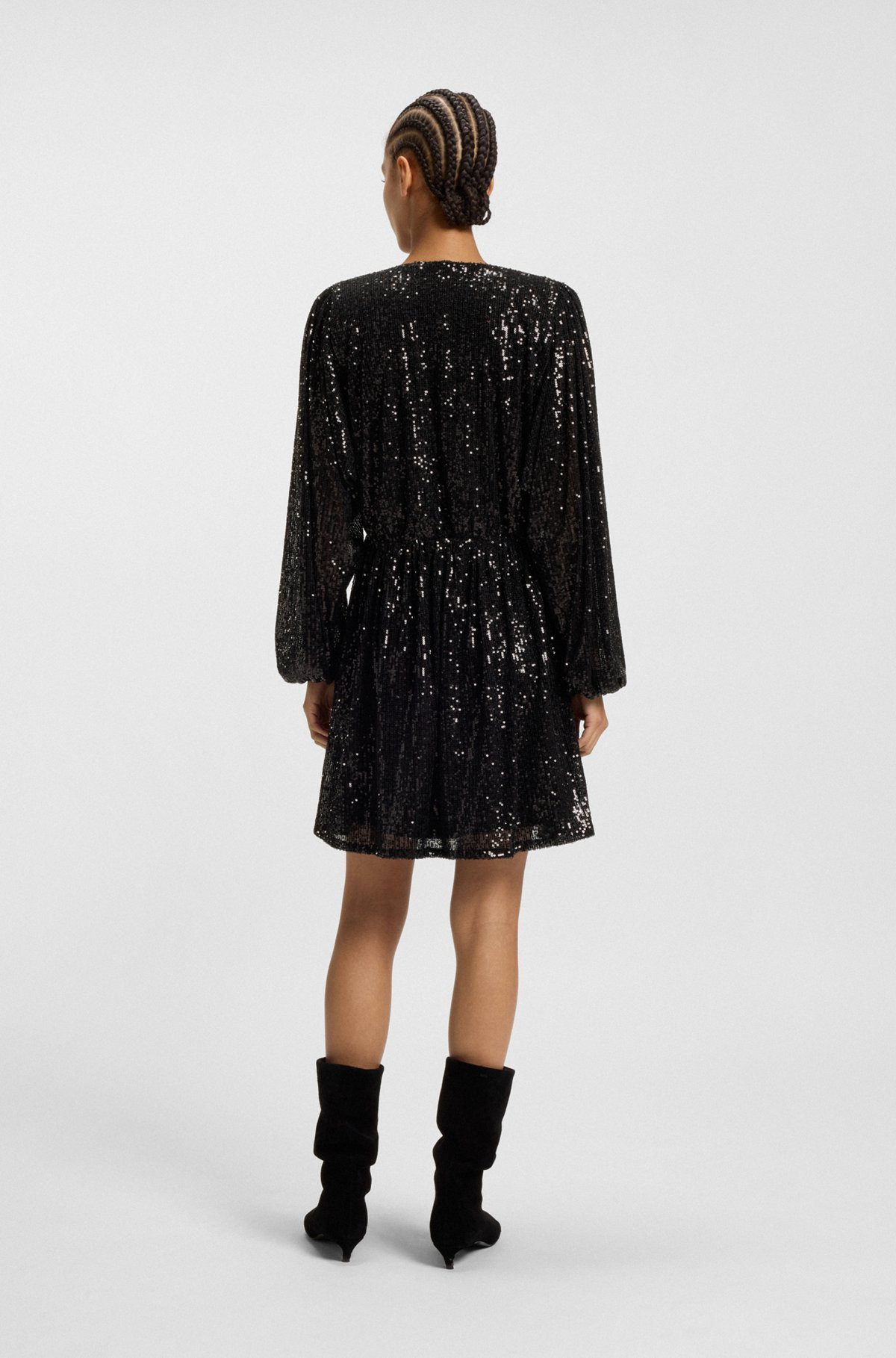 WRAP-FRONT DRESS WITH SEQUIN EMBELLISHMENTS - 4