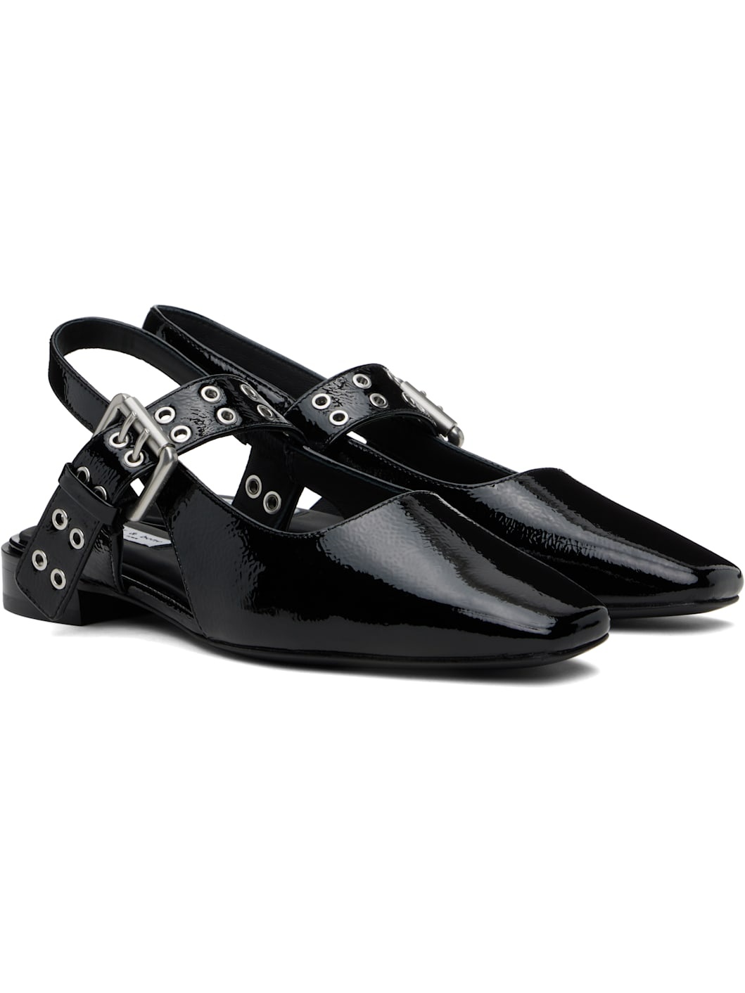Black Astra Leather Slingback Ballerina Flats - 4
