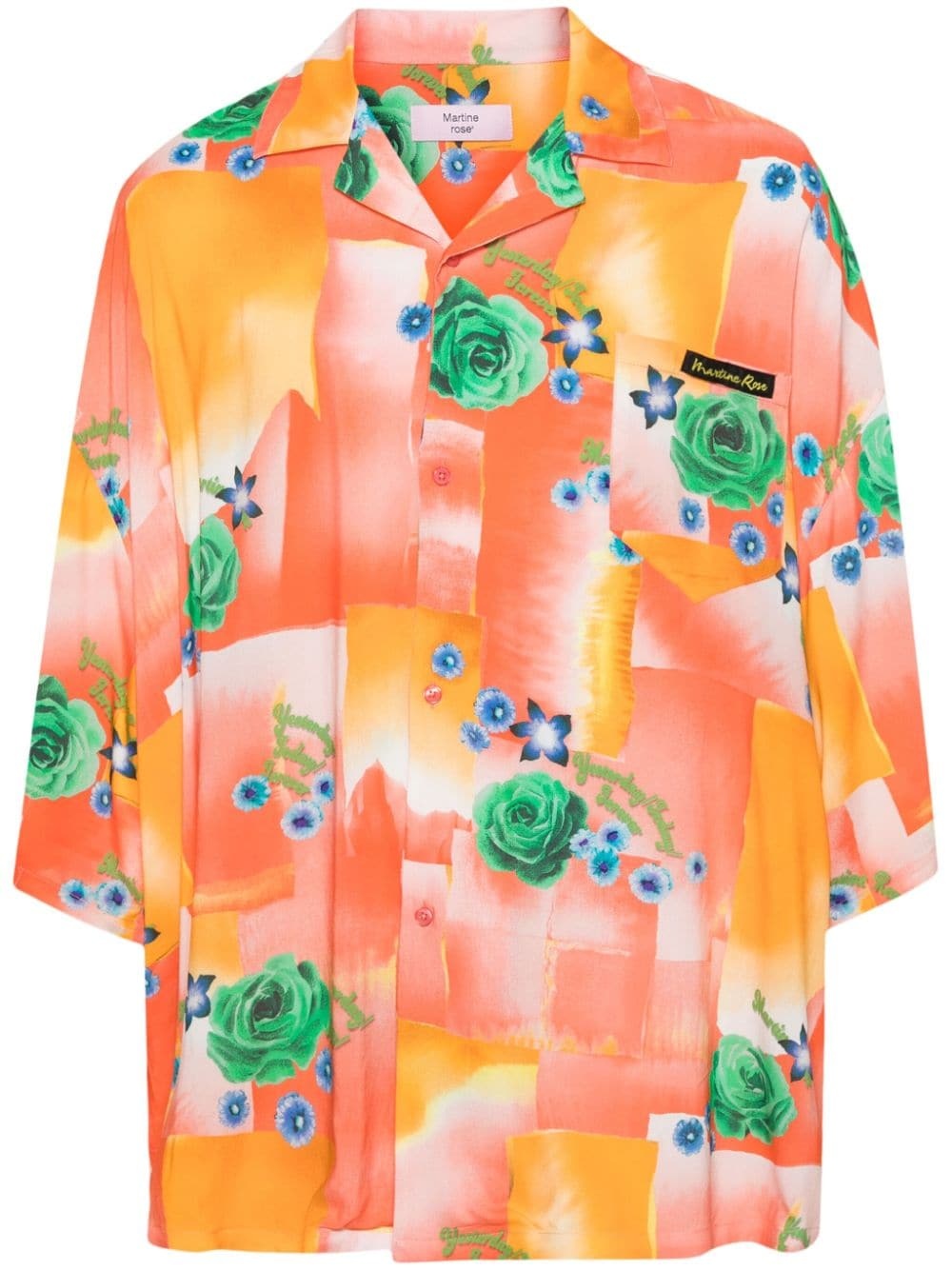 floral-print logo-patch shirt - 1