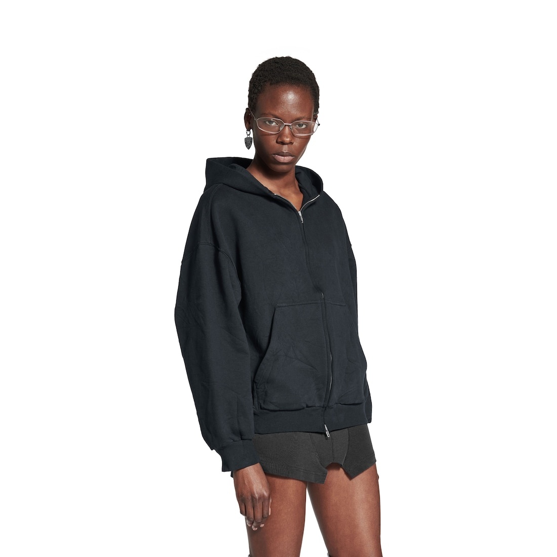 Flipped Uni Zip-up Hoodie Regular Fit in Black Faded/anthracite - 6