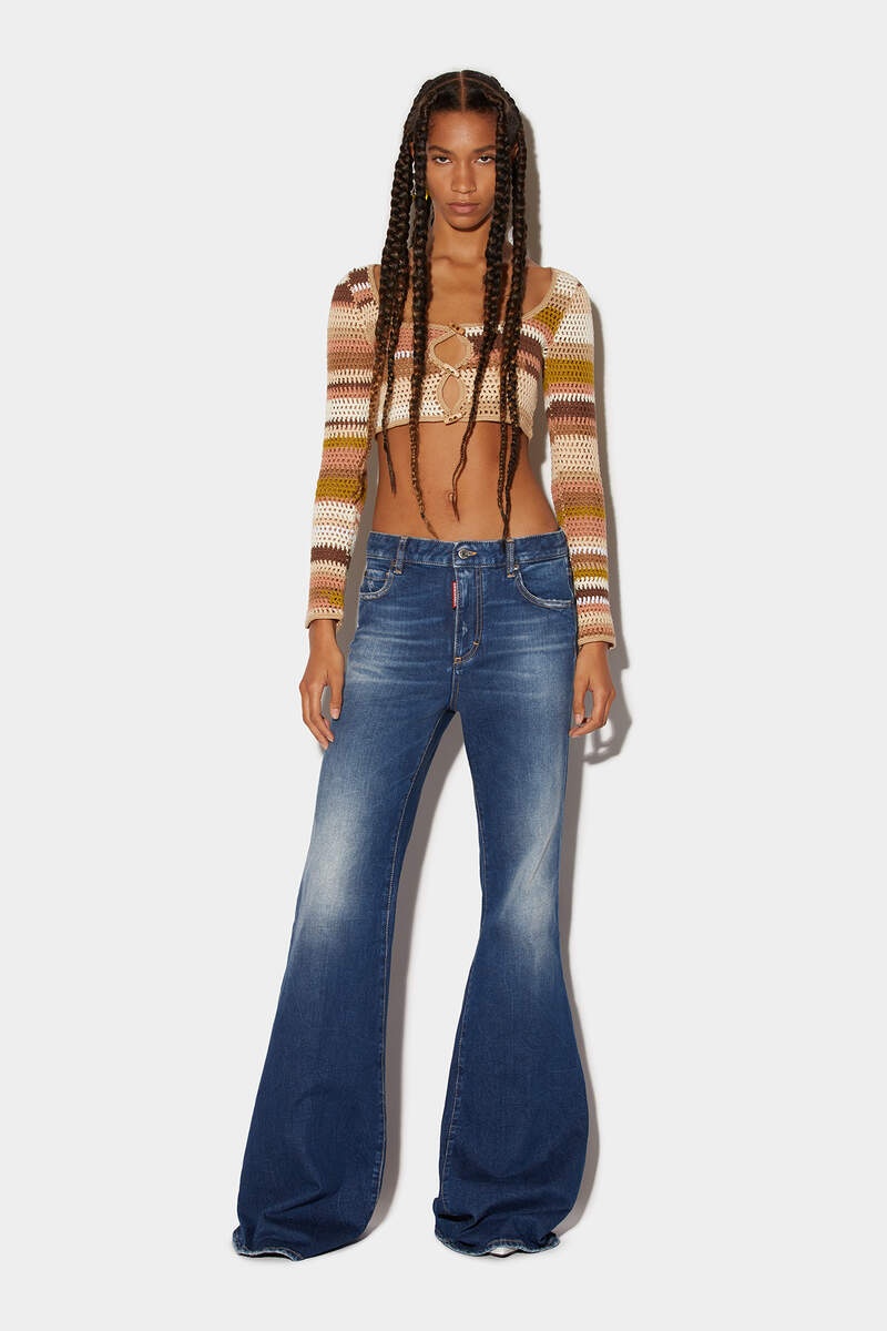 MEDIUM CLEAN WASH SUPER FLARE JEANS - 3
