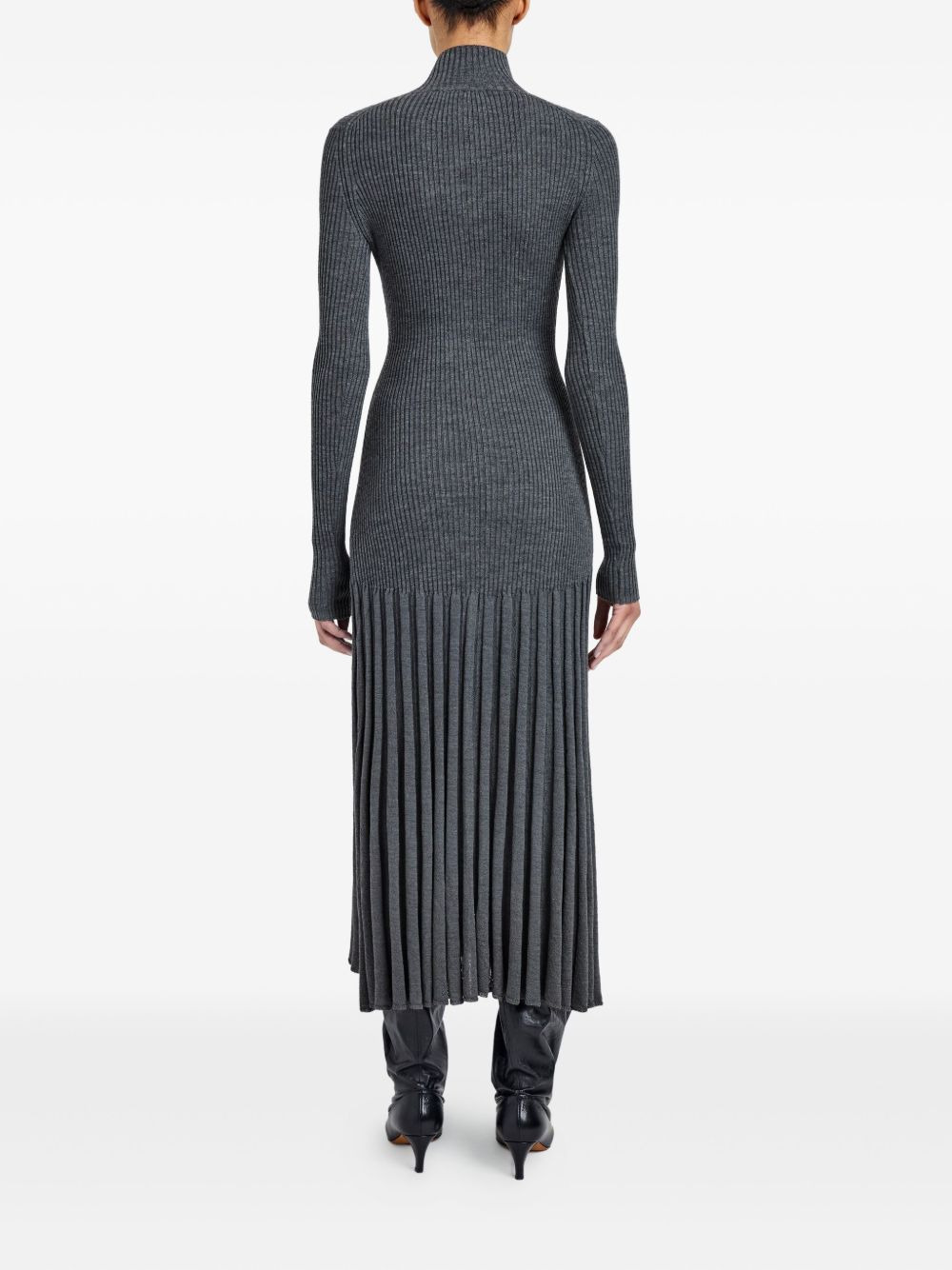 ribbed pleated midi day dress - 4
