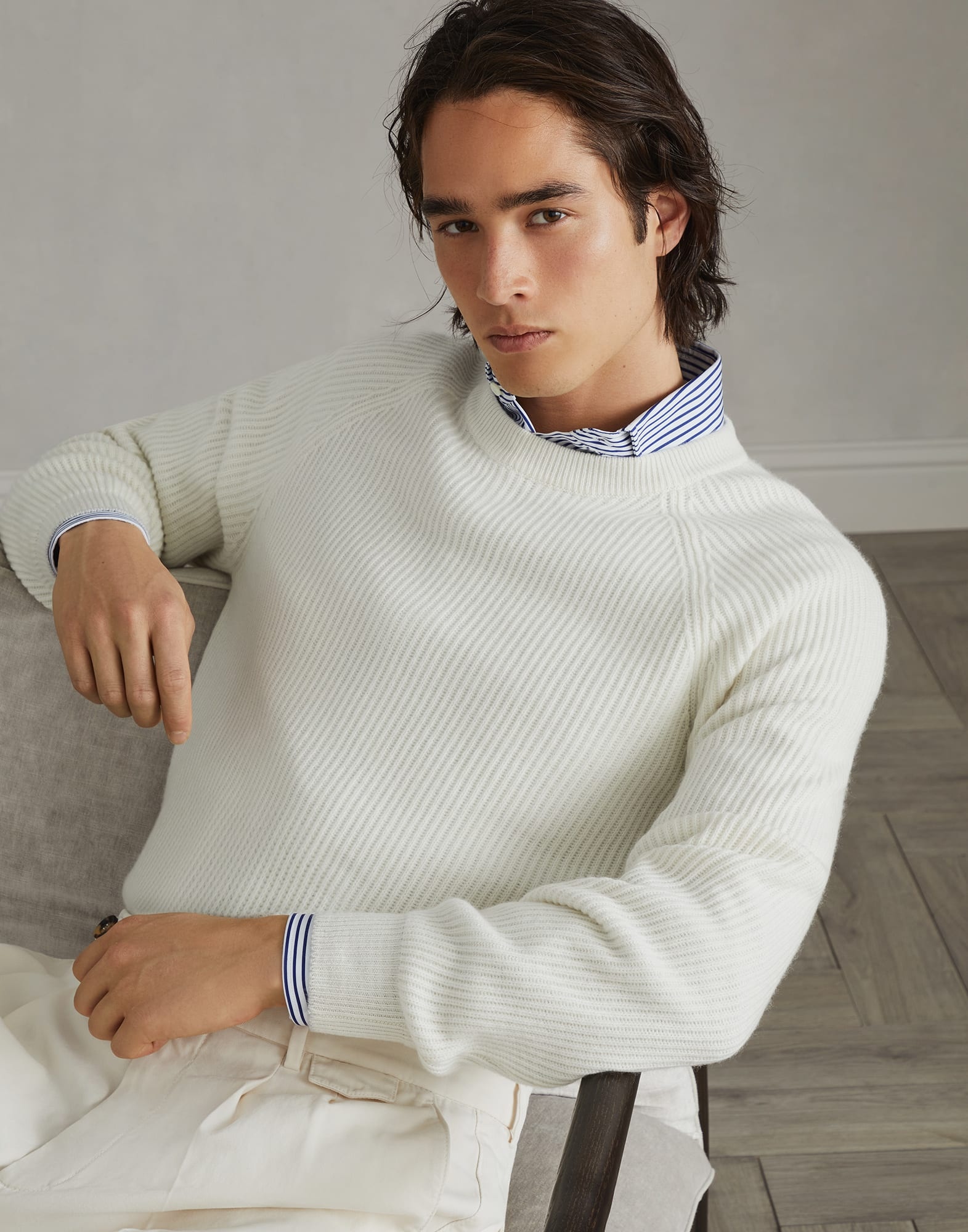 Cashmere English rib sweater with raglan sleeves - 4