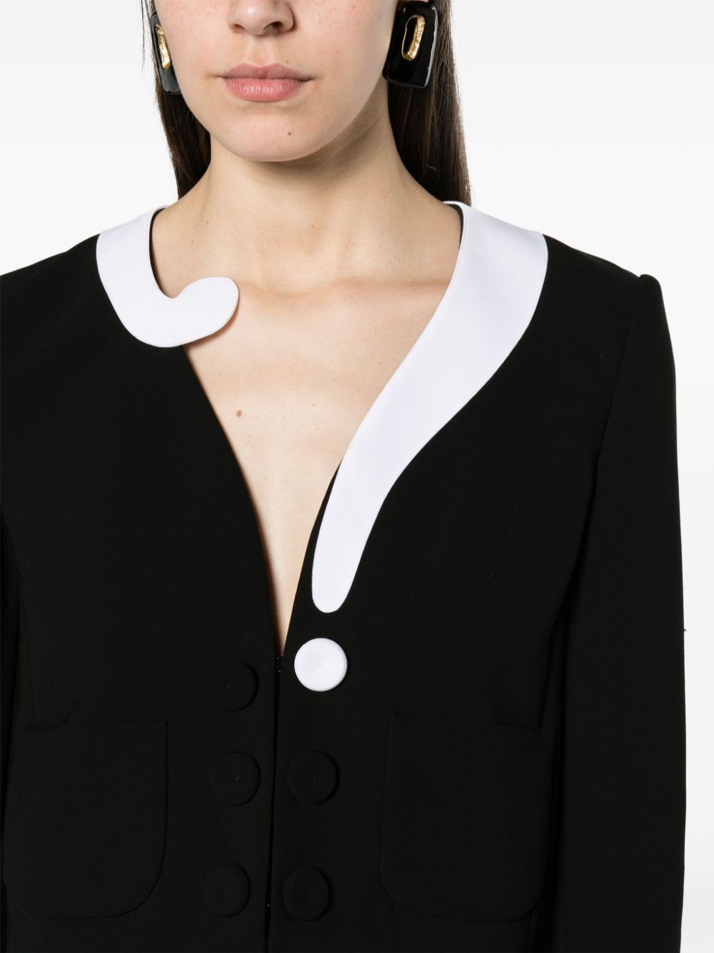 asymmetric-neck cropped jacket - 5
