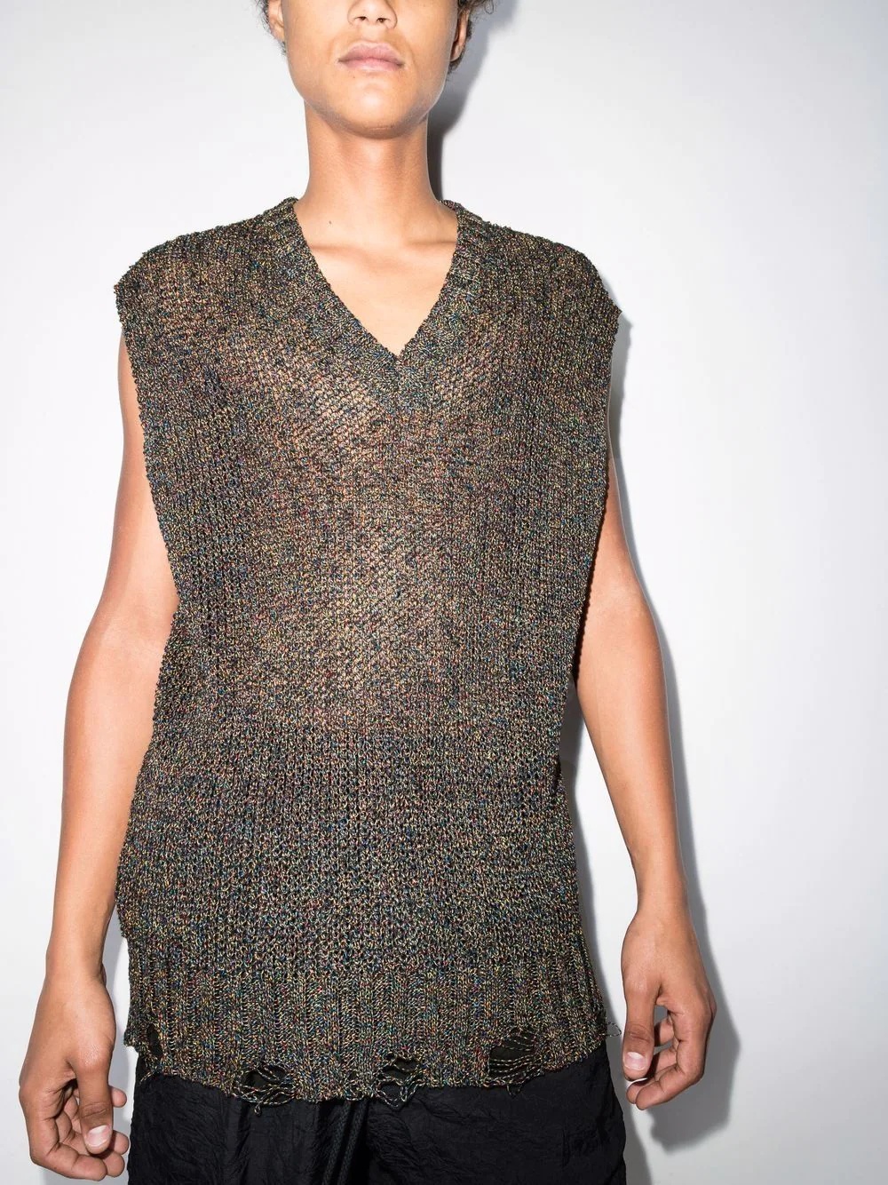 open-knit distressed-effect vest - 2