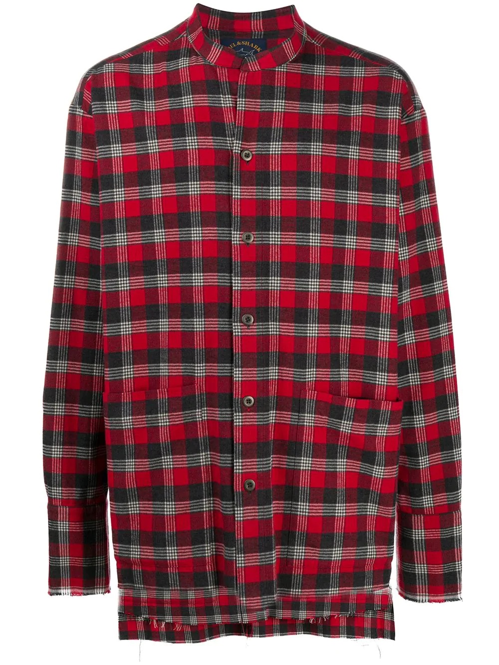 raw edge check print shirt - 1