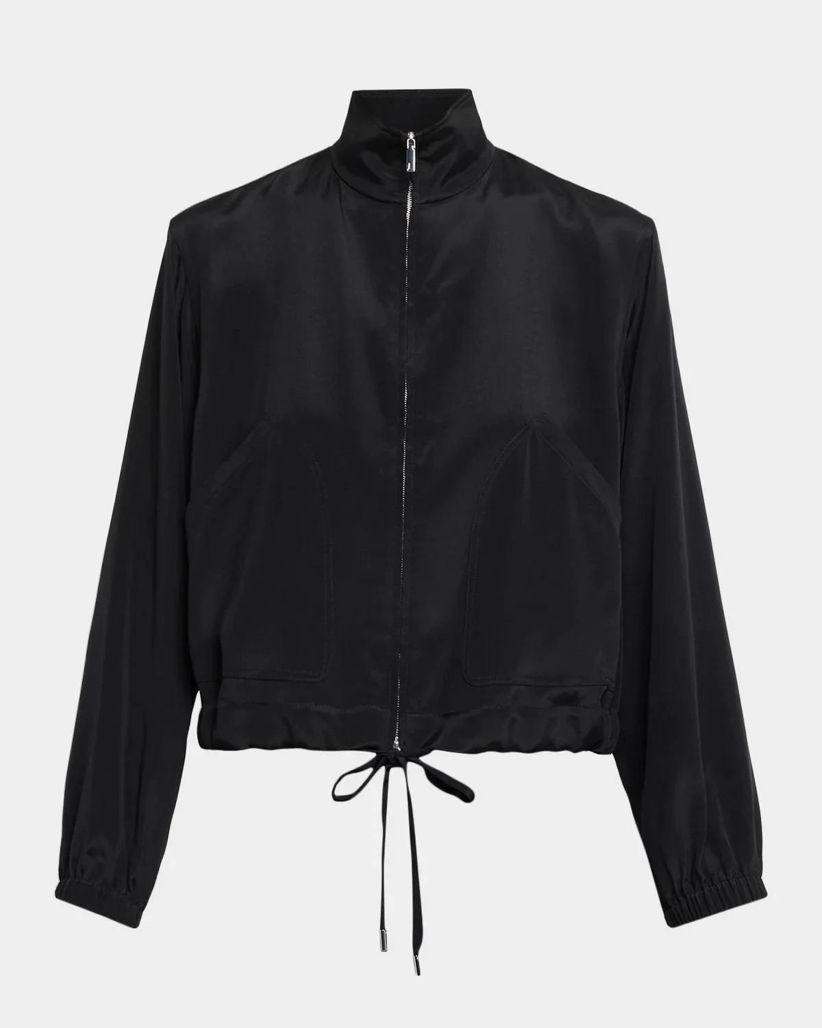 Turtleneck Stretch Georgette Bomber Jacket - 1