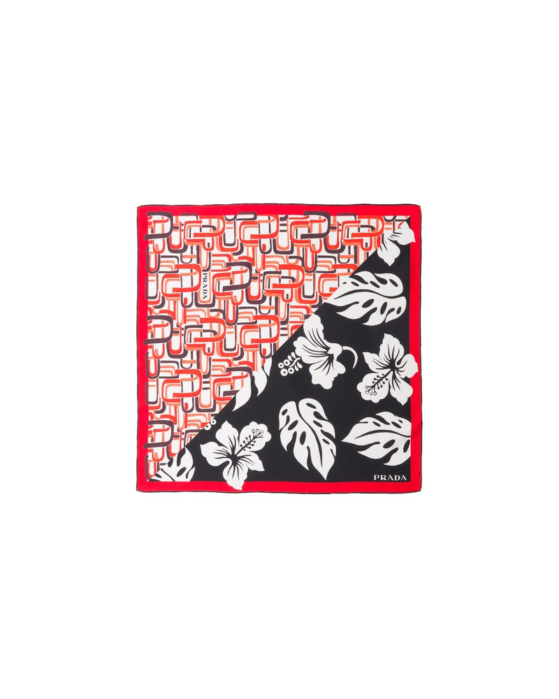 Double Match Hibiscus printed 55 silk scarf 3