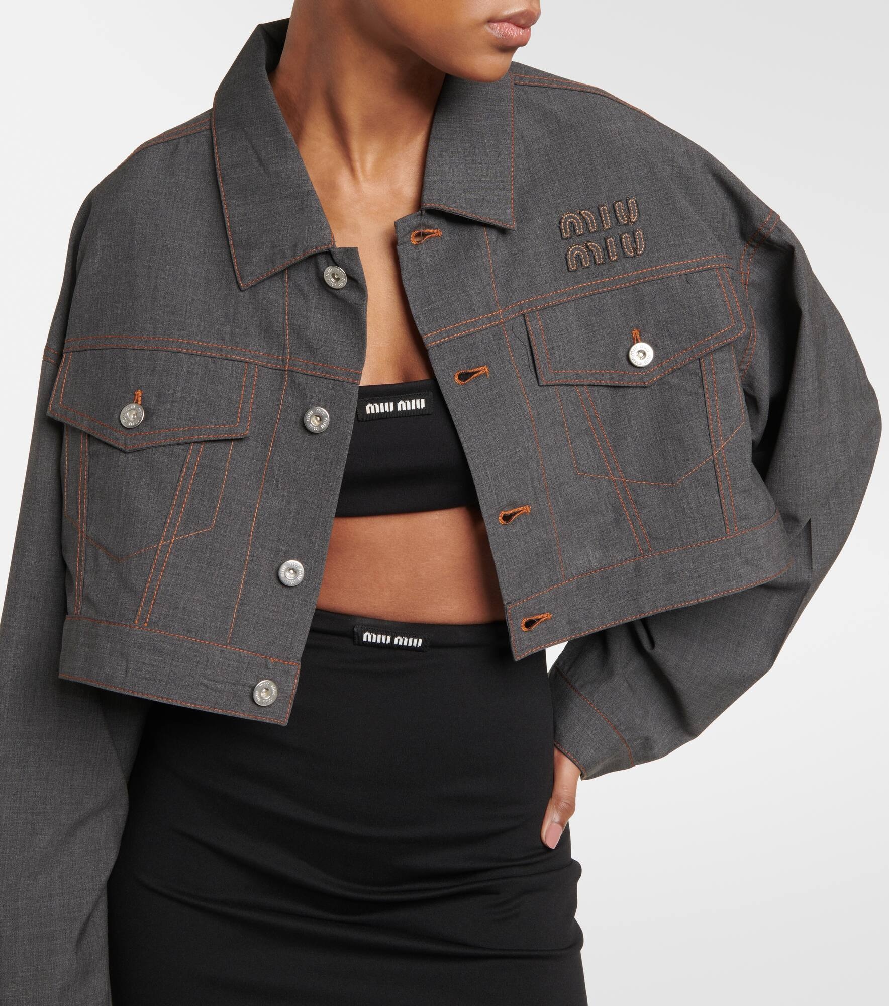 Cropped virgin wool jacket - 4