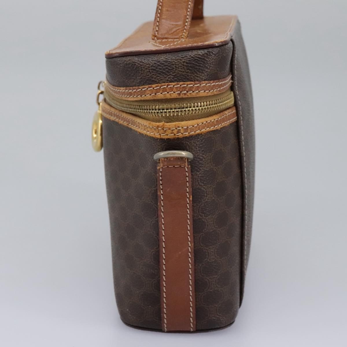 CELINE Macadam Canvas Vanity Hand Bag Pvc Leather Brown - 4