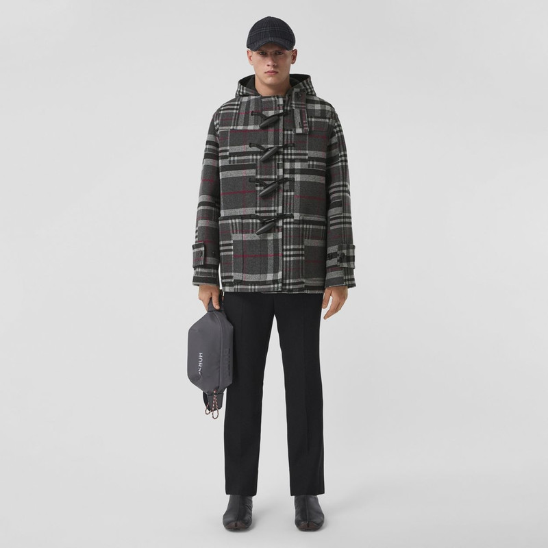 Burberry Check Wool Cashmere Oversized Hooded Duffle Coat outlook