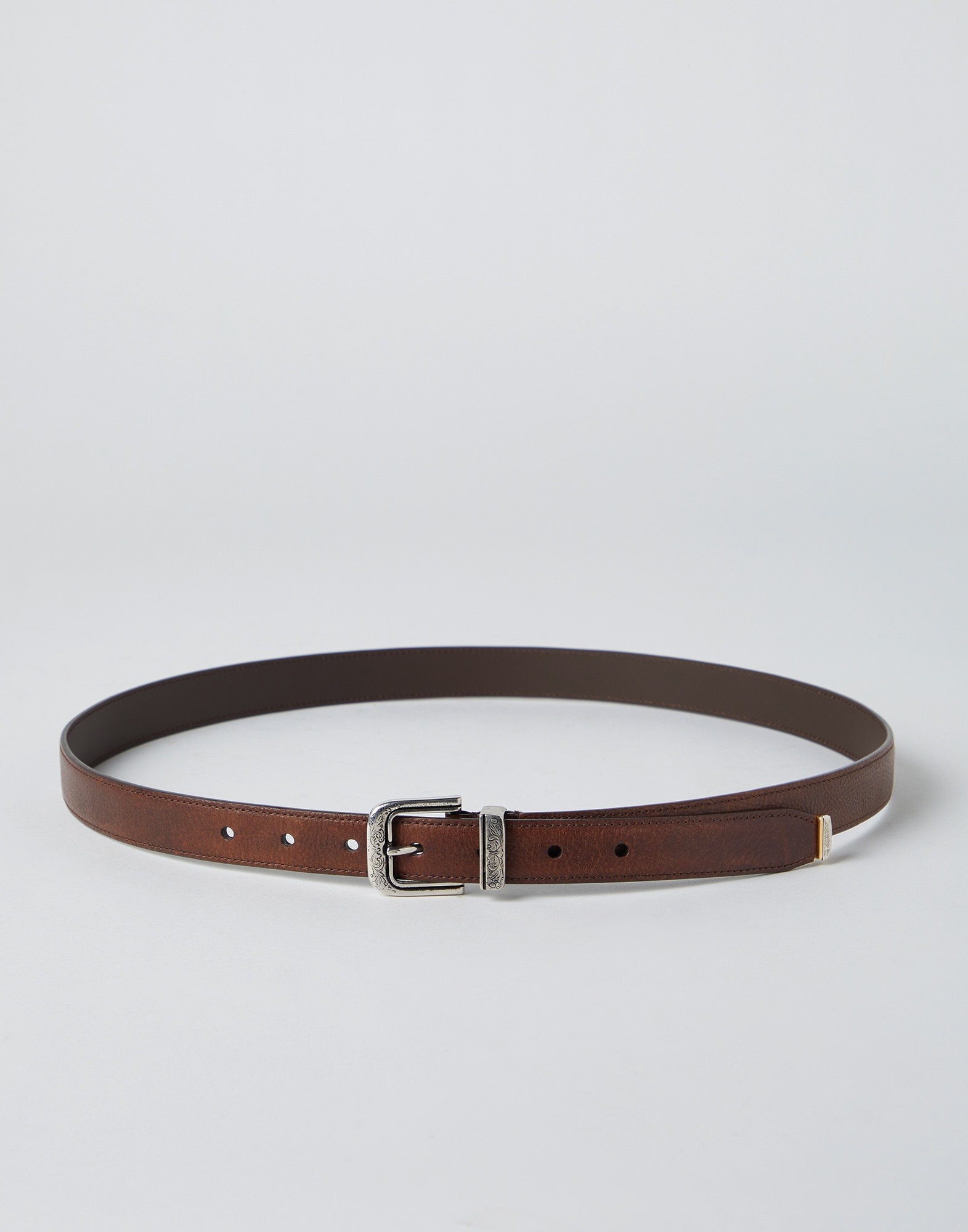 Blotted calfskin belt with detailed buckle and tip - 1