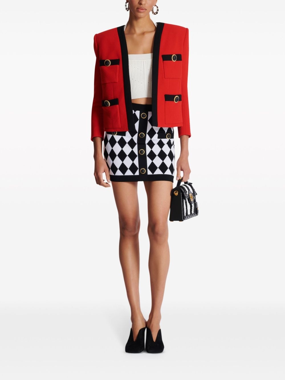 diamond-intarsia knitted miniskirt - 2