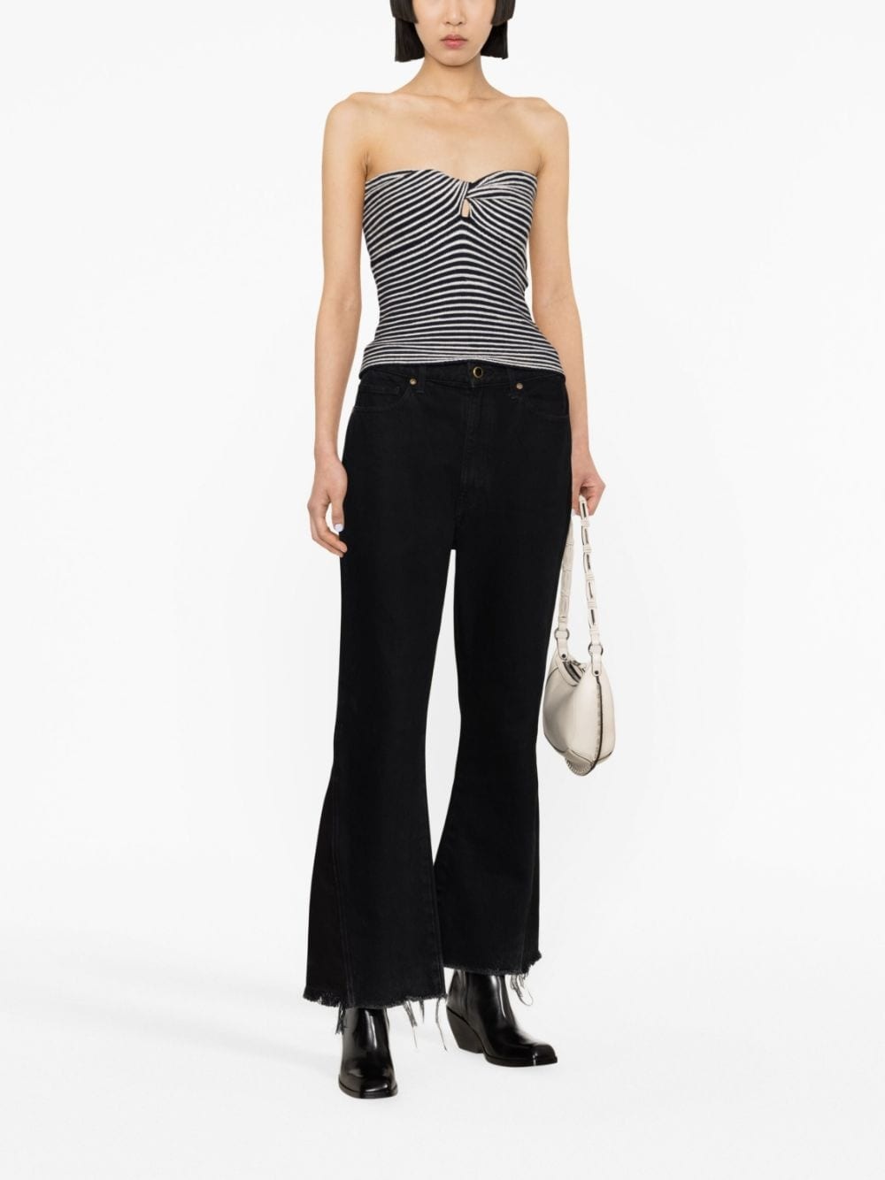 Twista striped crochet-knit wool top - 2