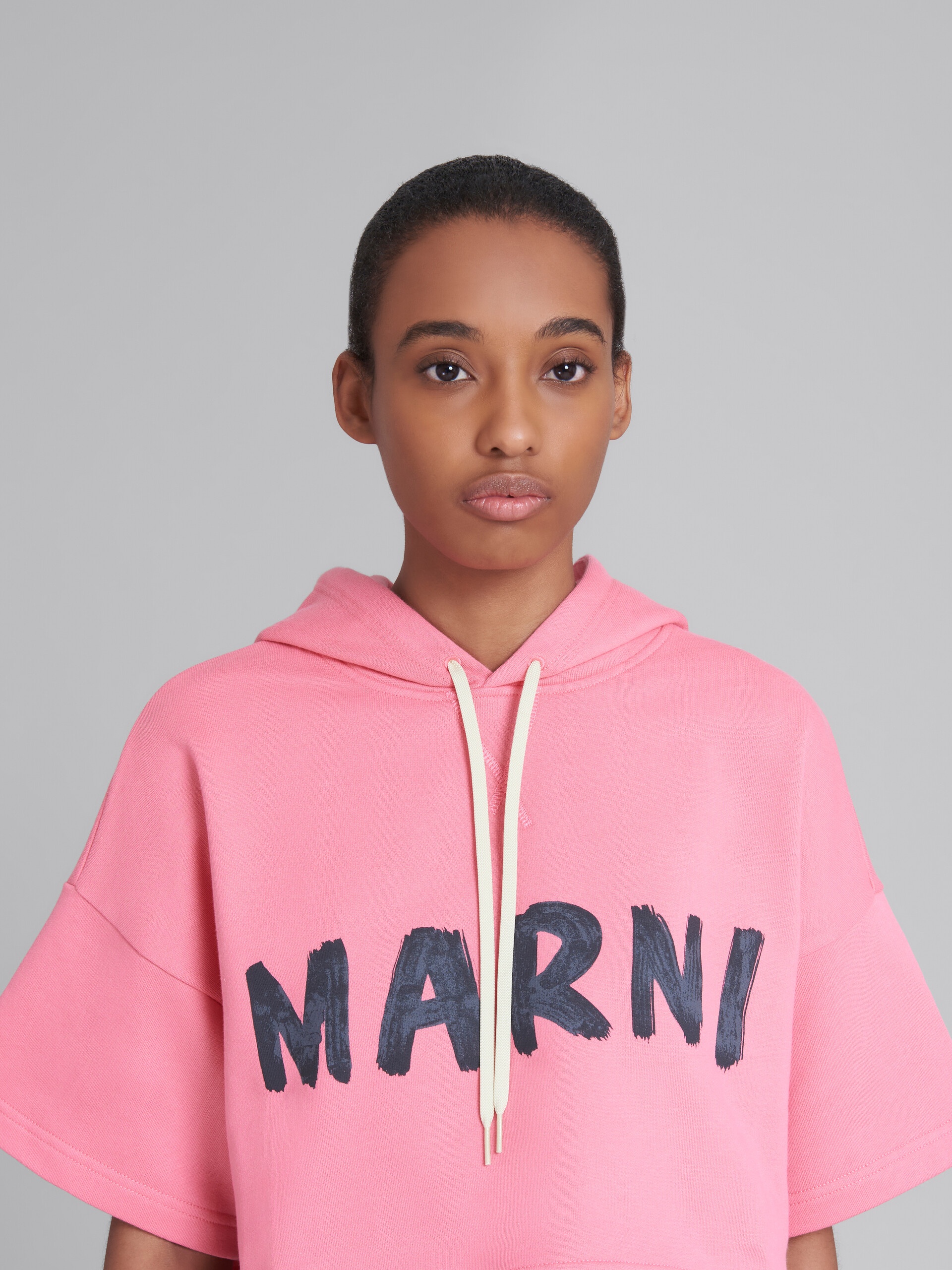 PINK SWEATSHIRT IN BIO COTTON WITH LOGO - 4