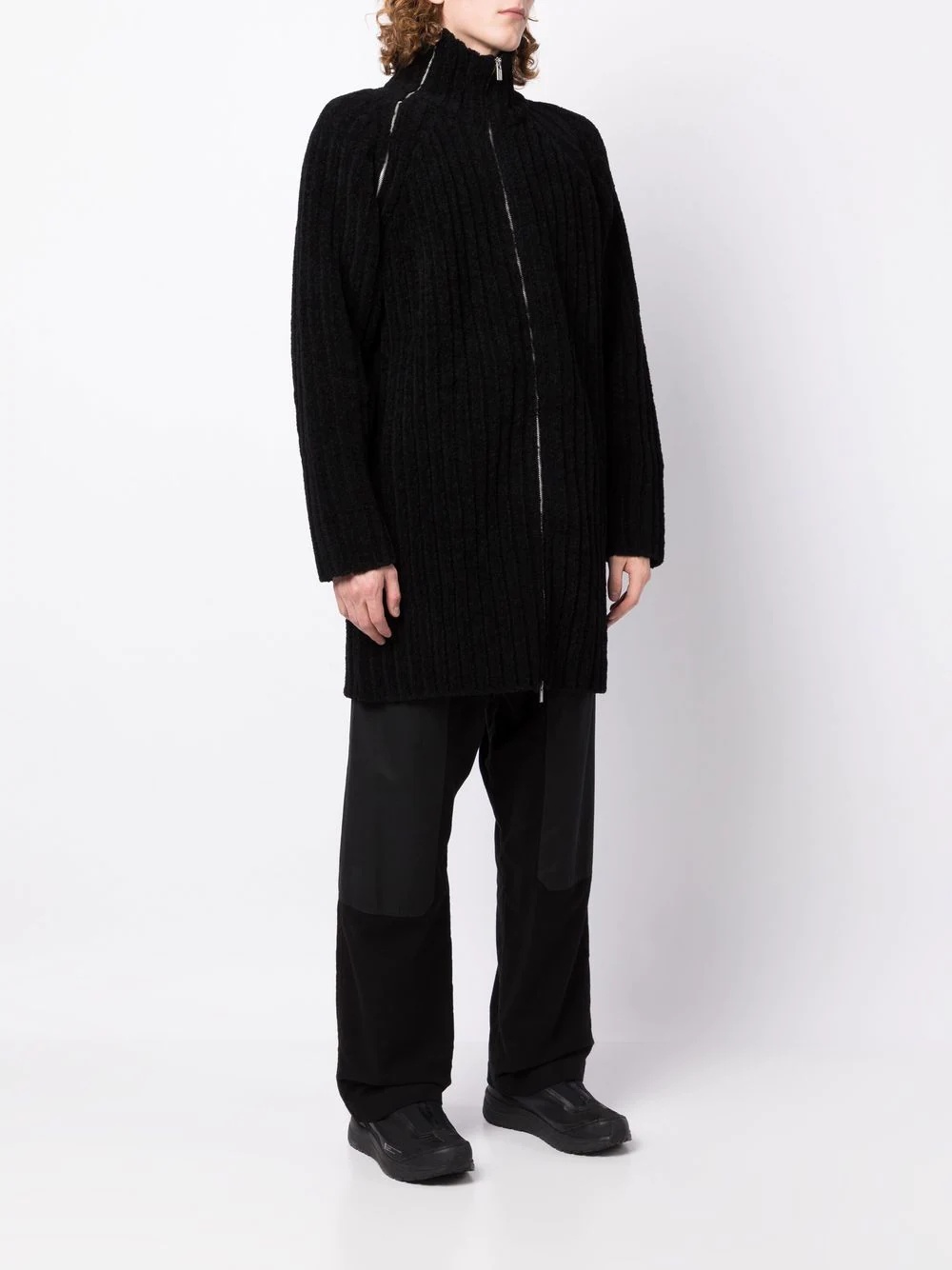 ribbed-knit zip-up jumper - 3