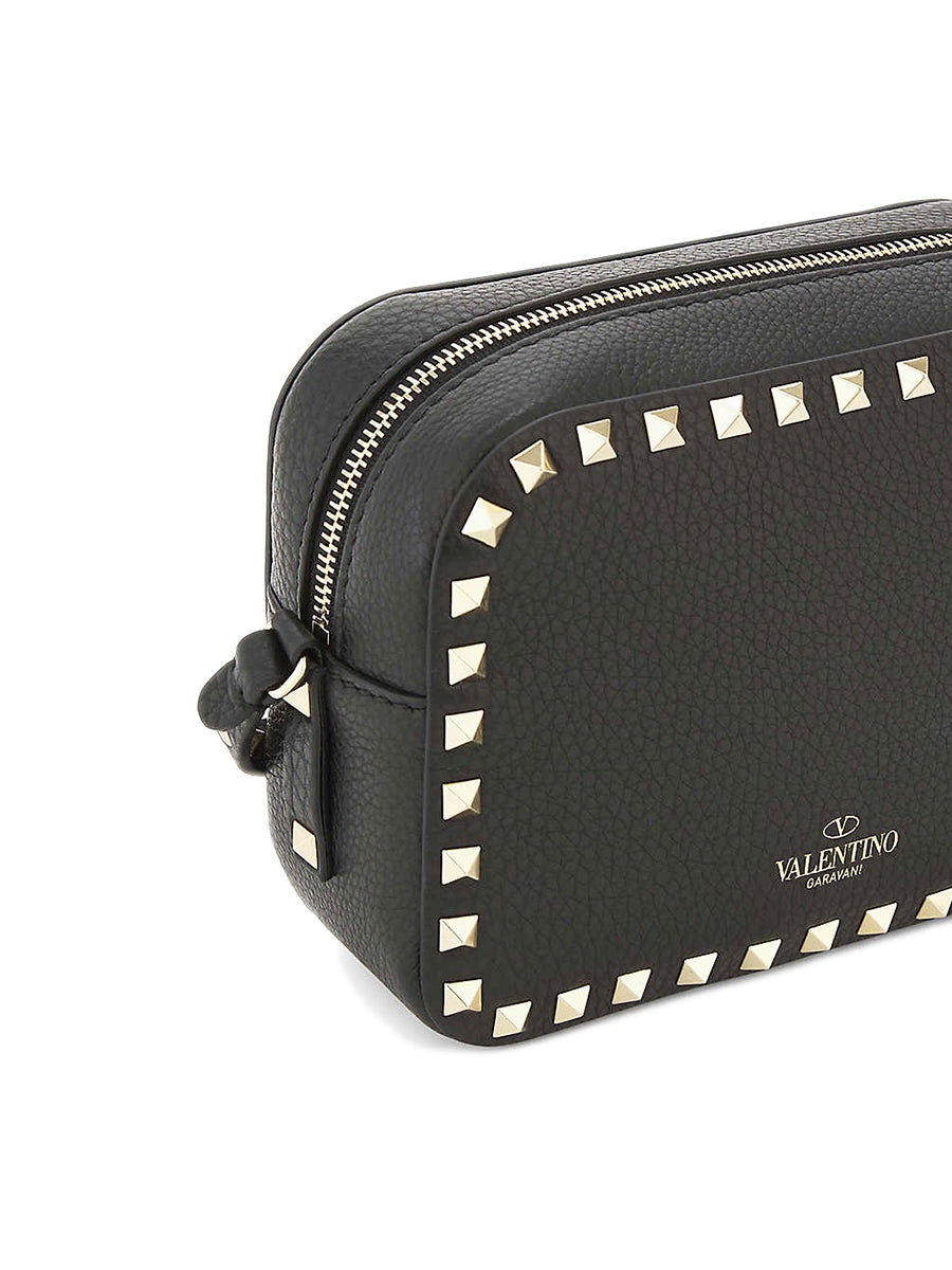 Small Rockstud Grainy Leather Crossbody Bag in Black - 2