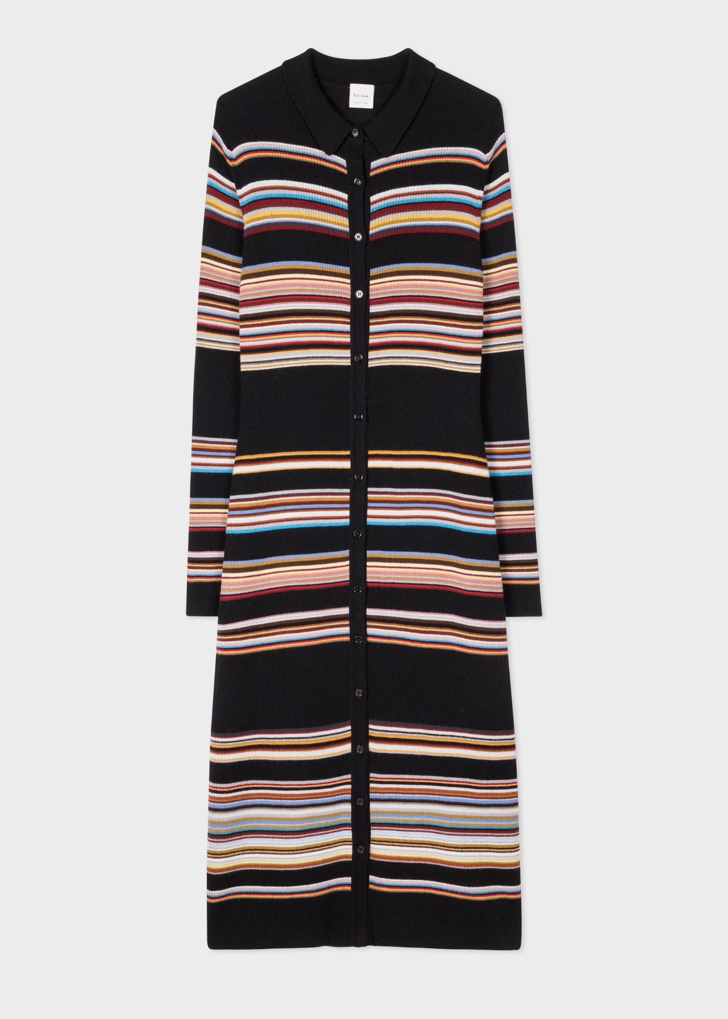 'Signature Stripe' Knitted Wool Shirt Dress - 1