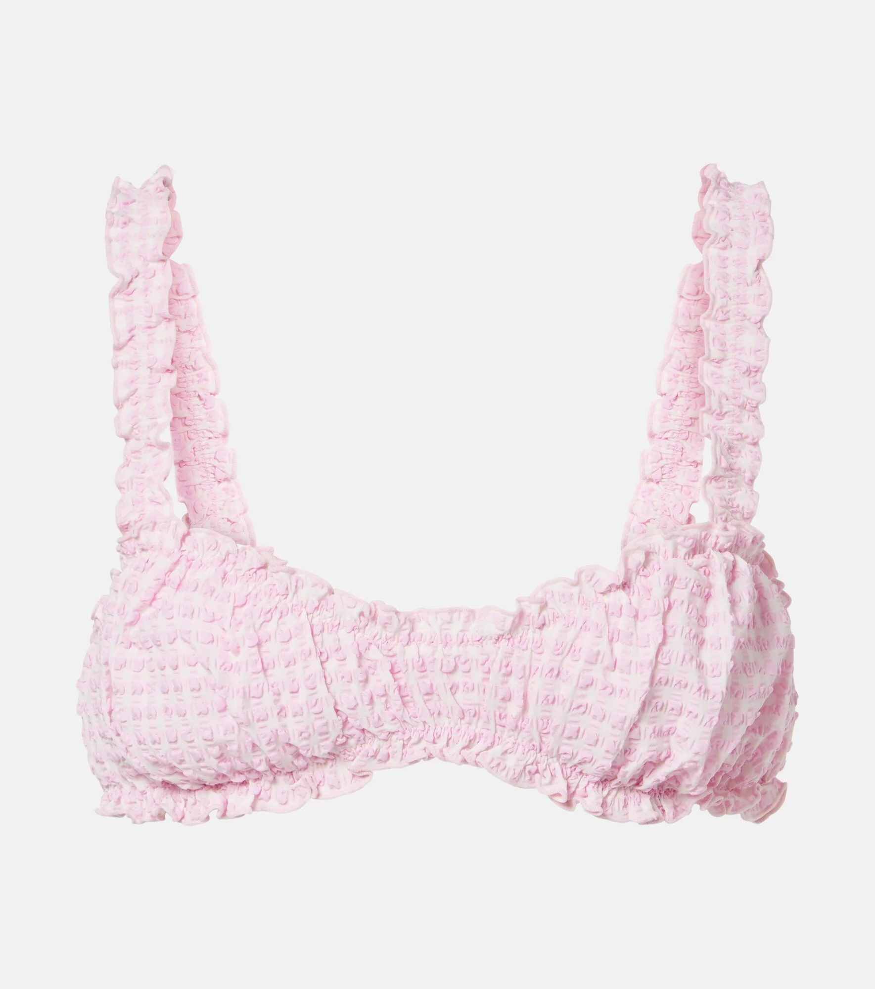 Ruffled checked bikini top - 1