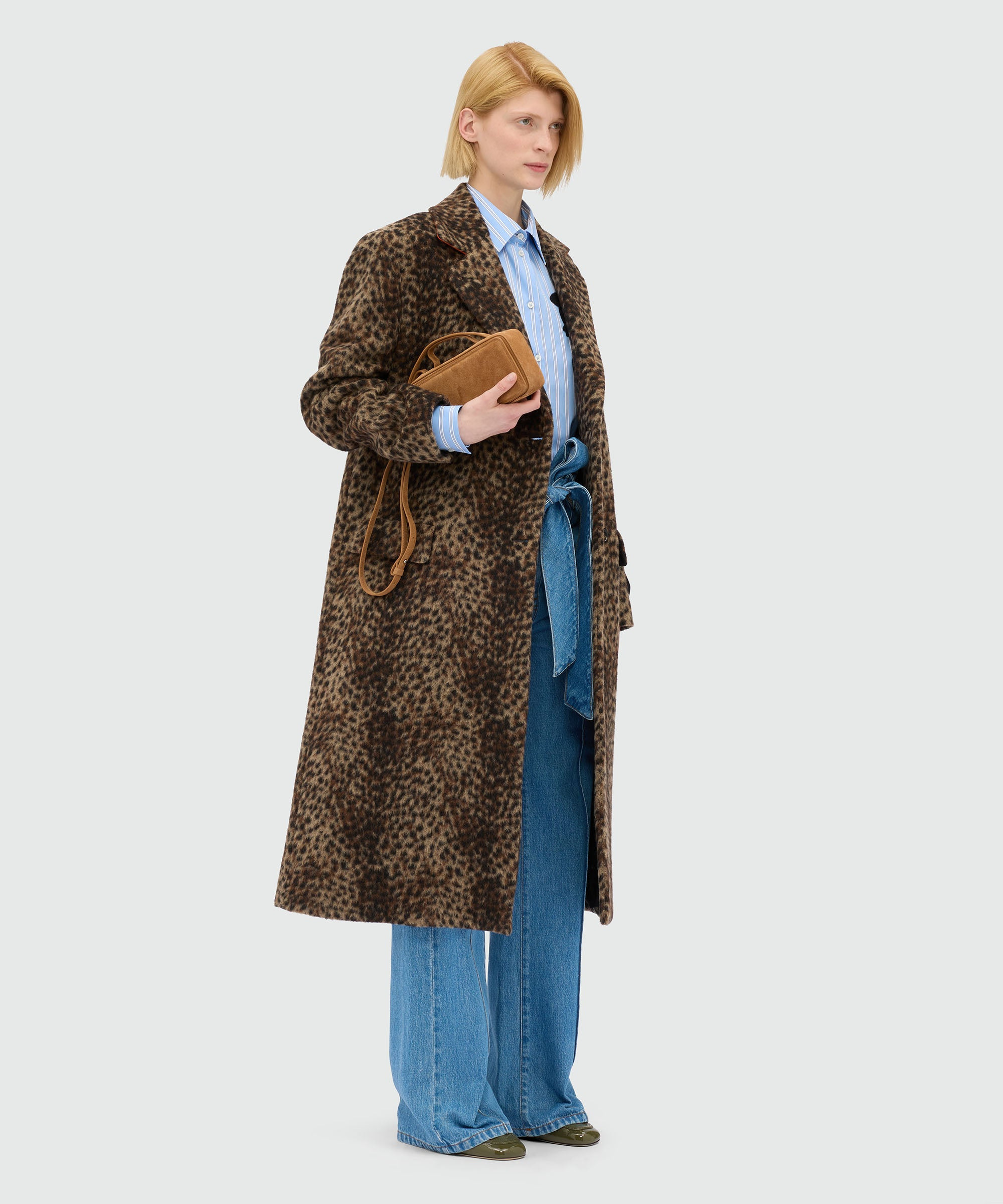Wool cloth coat with lynx-effect pattern - 4