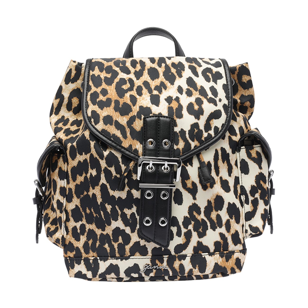 バックパック・リュック Ganni SMALL LOGO BUCKY BACKPACK Black Black Small Bucky Nylon Backpack | GANNI US